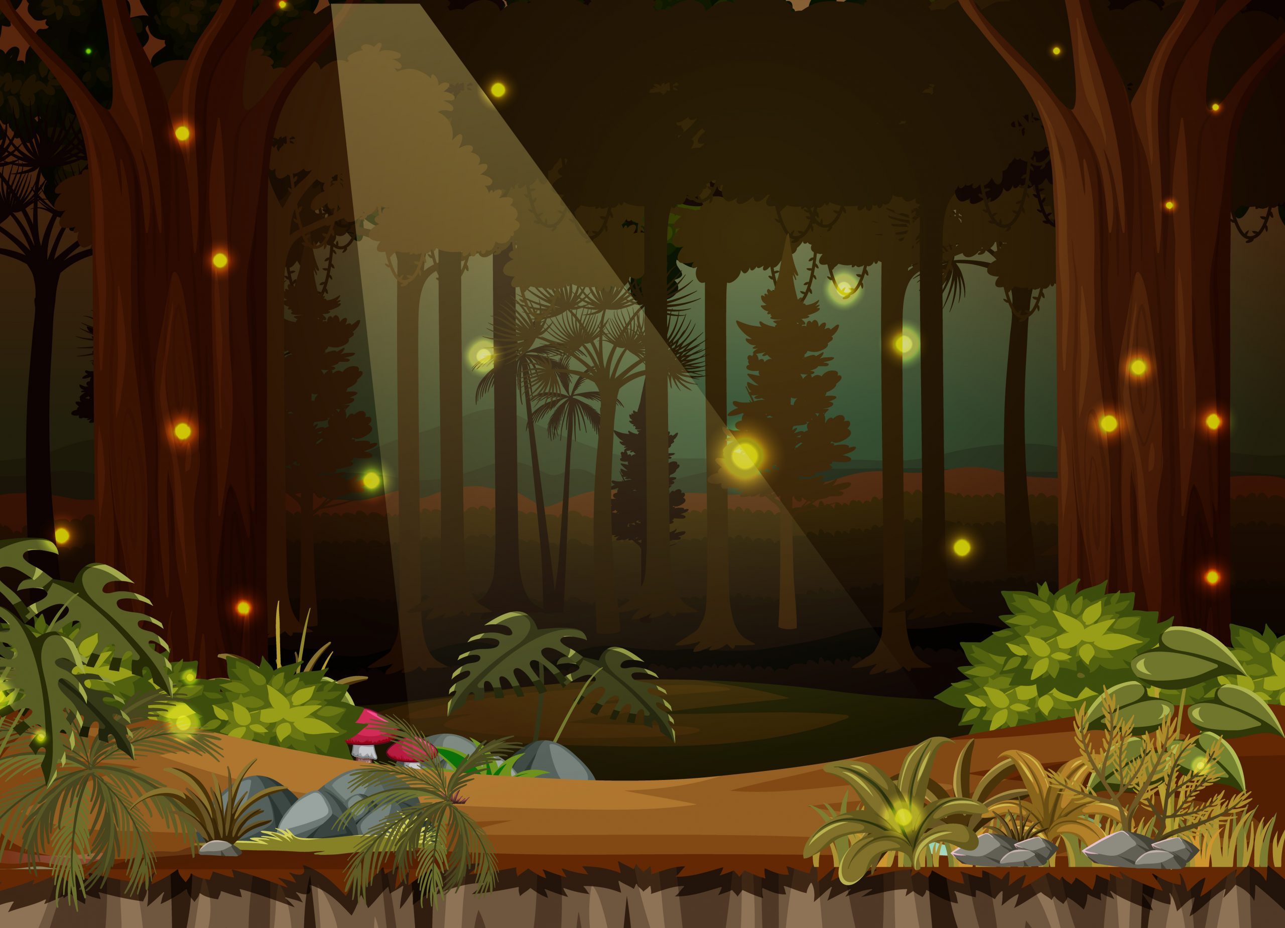 Enchanted forest landscape background illustration